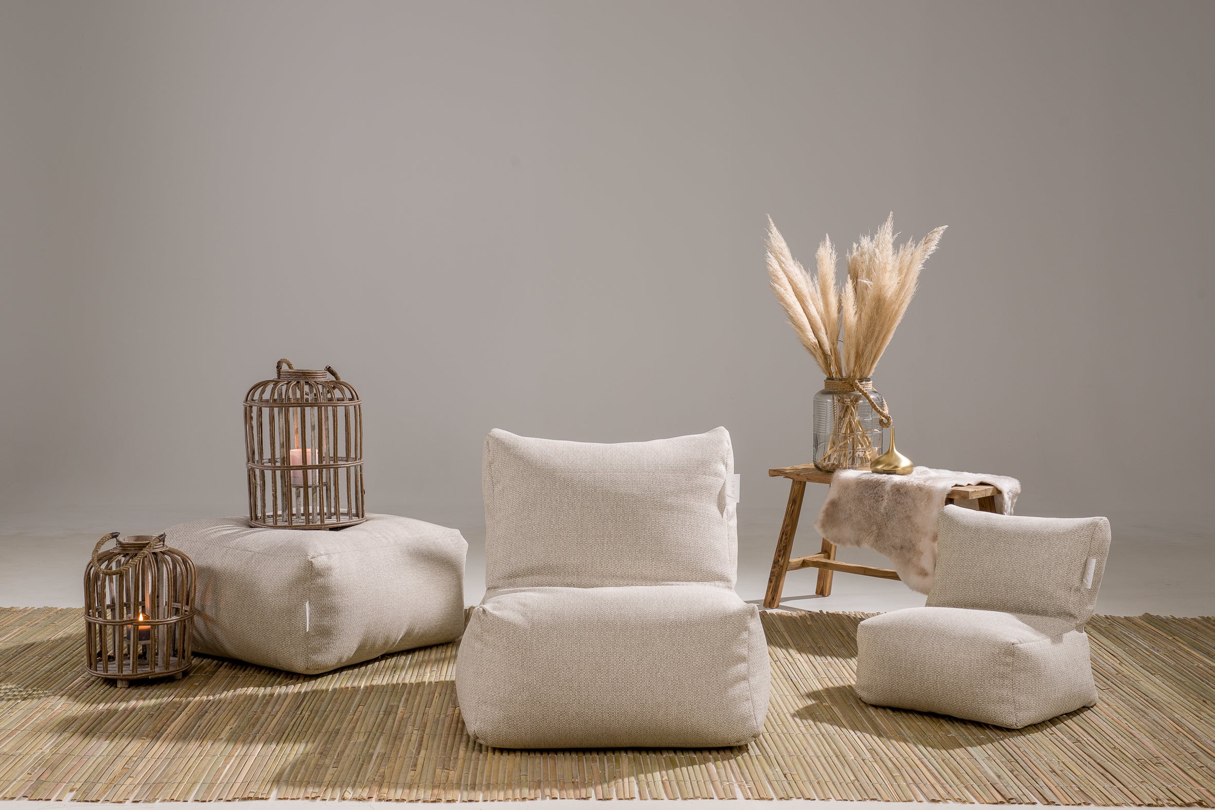 Laui Lounge™ - Puf cuadrado Boho Beige