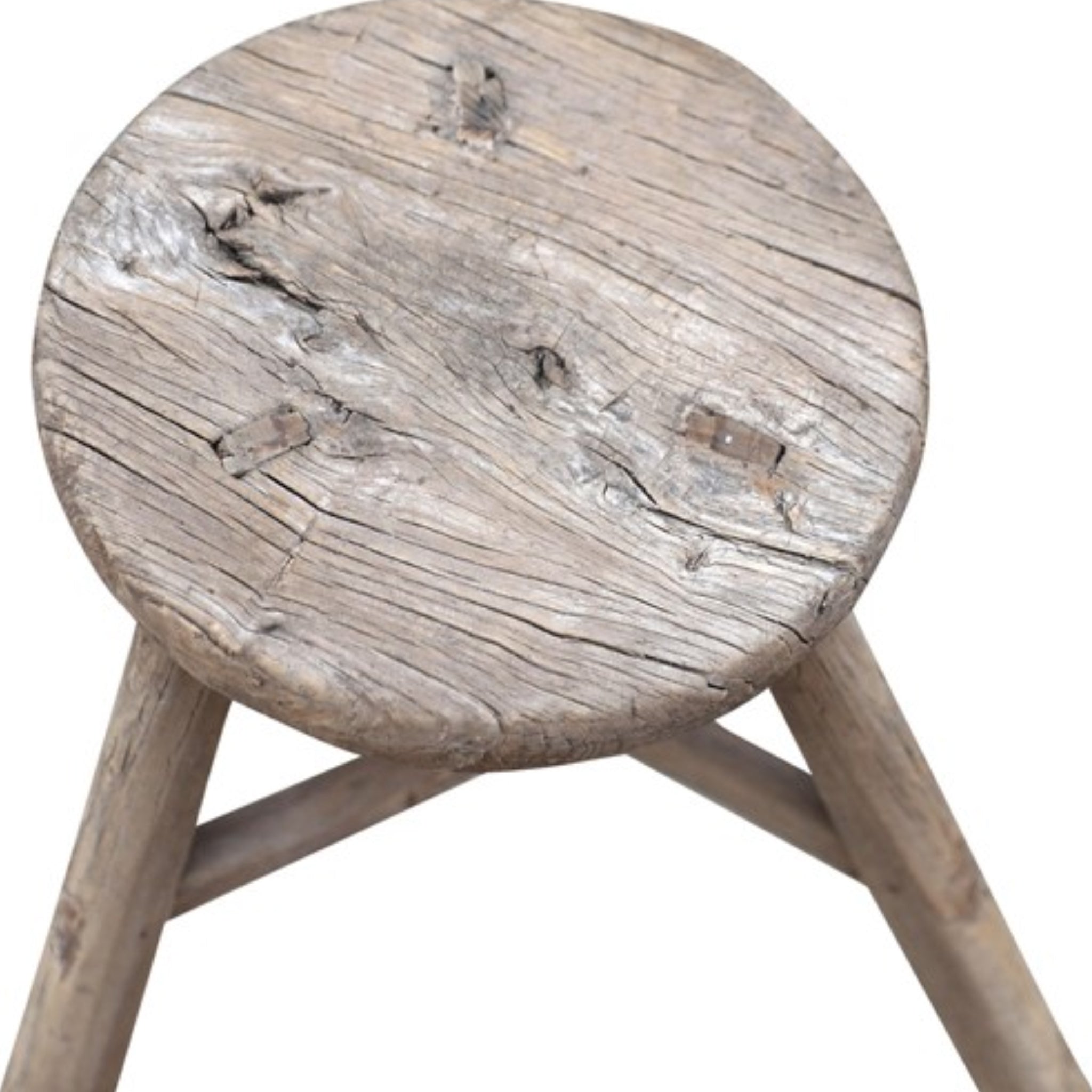 Taburete redondo de madera de olmo | +/- Ø29x46cm