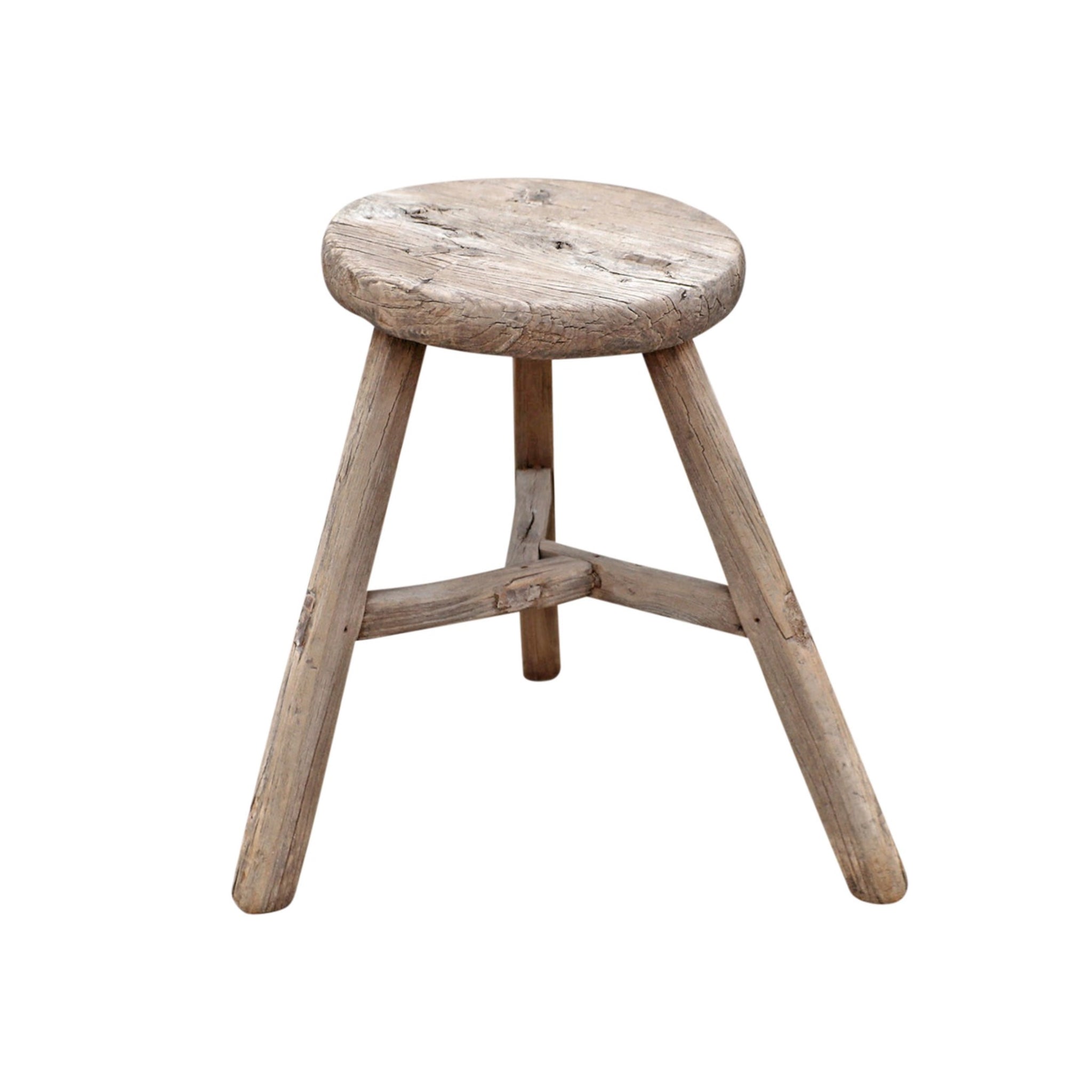 Taburete redondo de madera de olmo | +/- Ø29x46cm