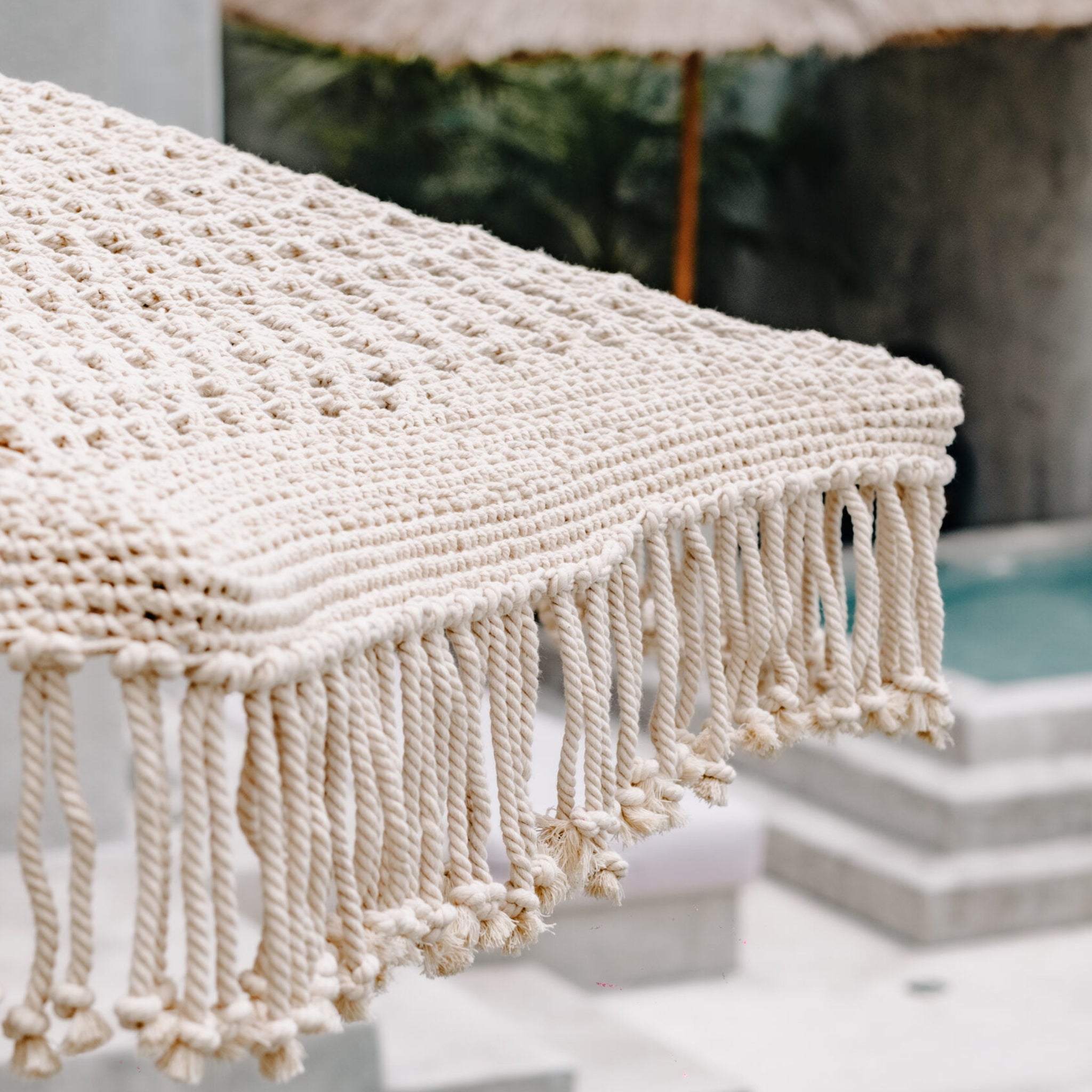 Hand-knotted Parasol Fringes | Extra fringe | Cream | 250cm