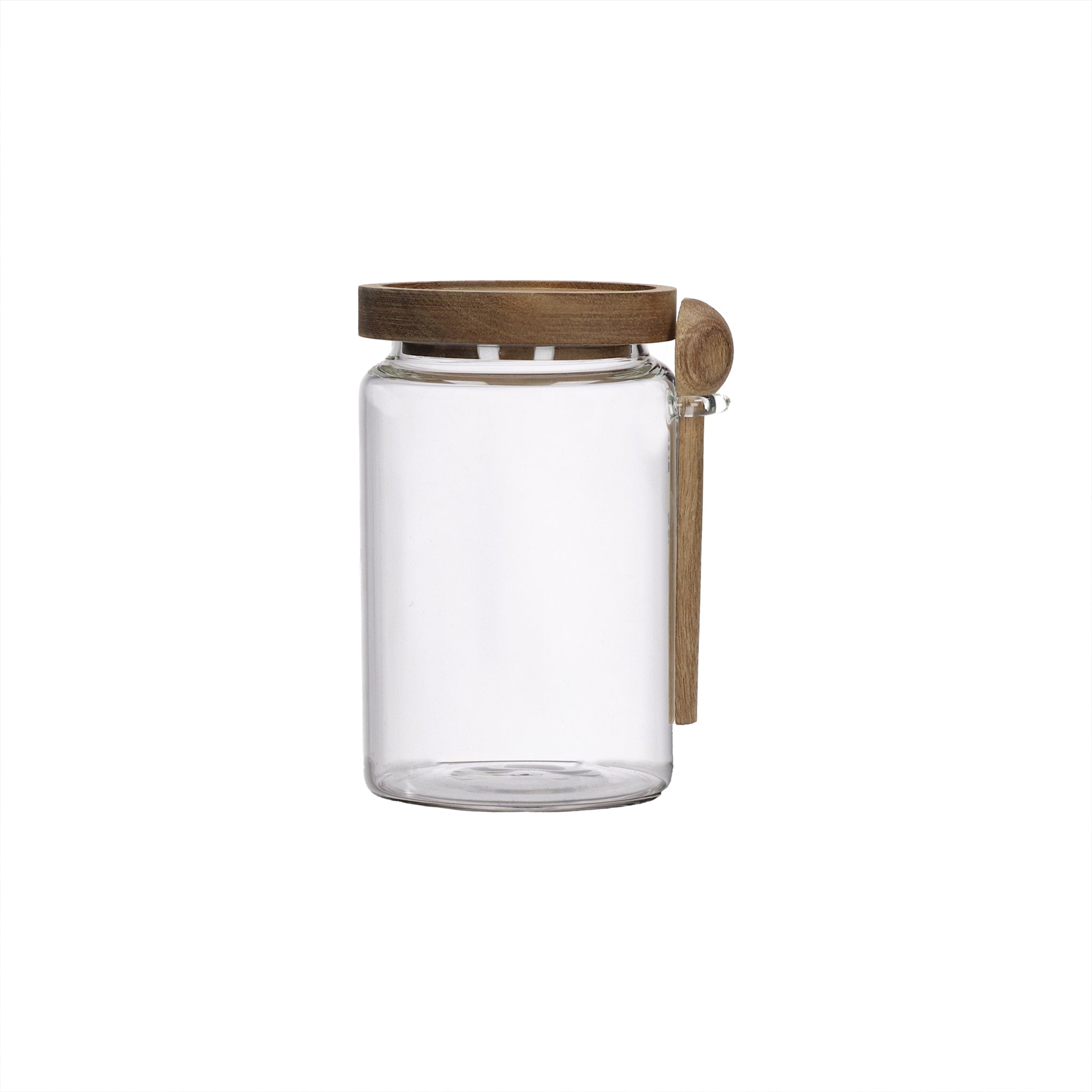 Pot met deksel | Glas met hout | Ø10x16cm