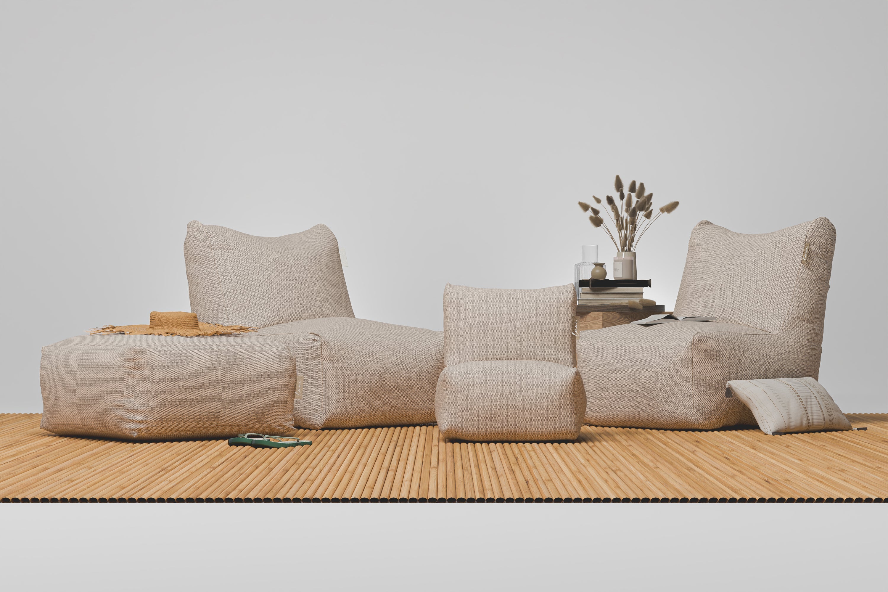 Laui Lounge™ - Puf cuadrado Boho Beige