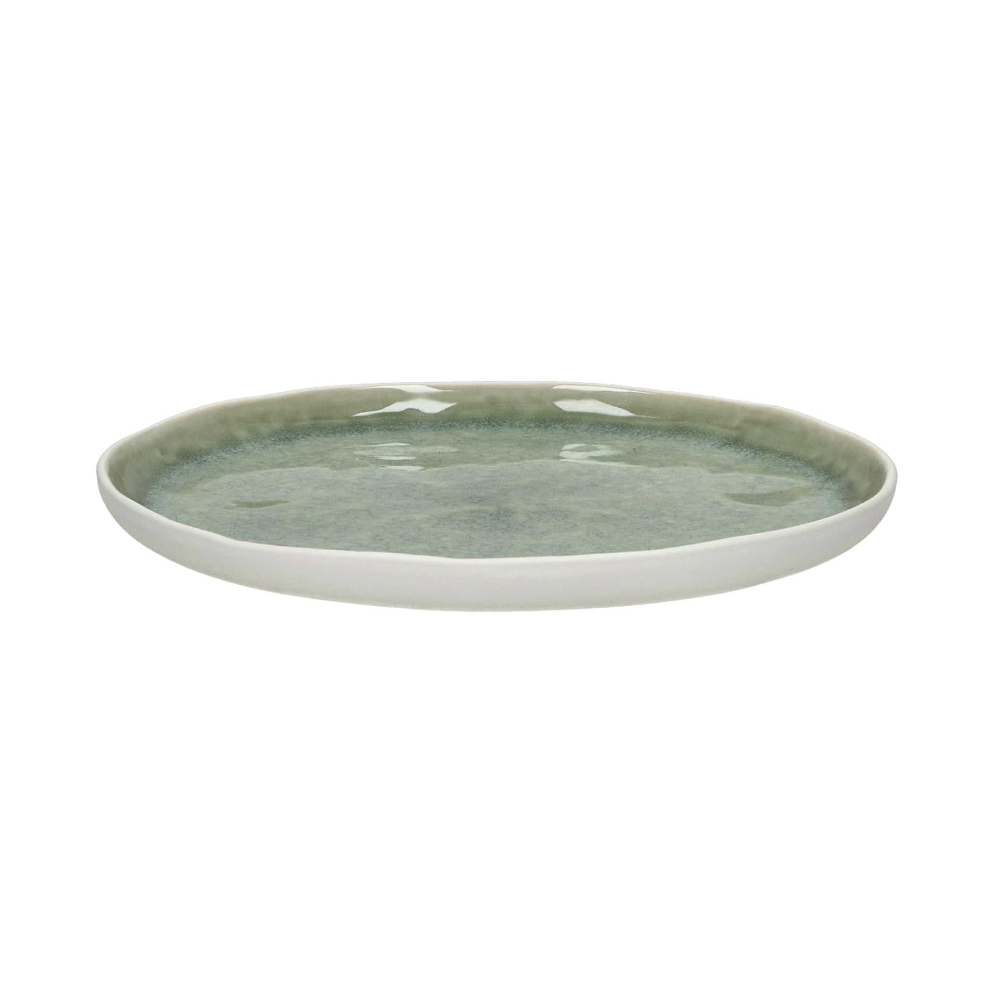 Plato de postre de gres Piro | Verde mar | Ø21x1,5cm
