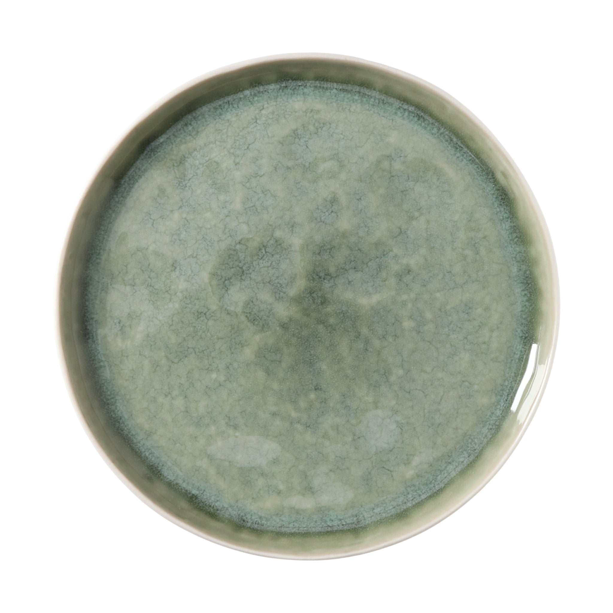 Plato de postre de gres Piro | Verde mar | Ø21x1,5cm