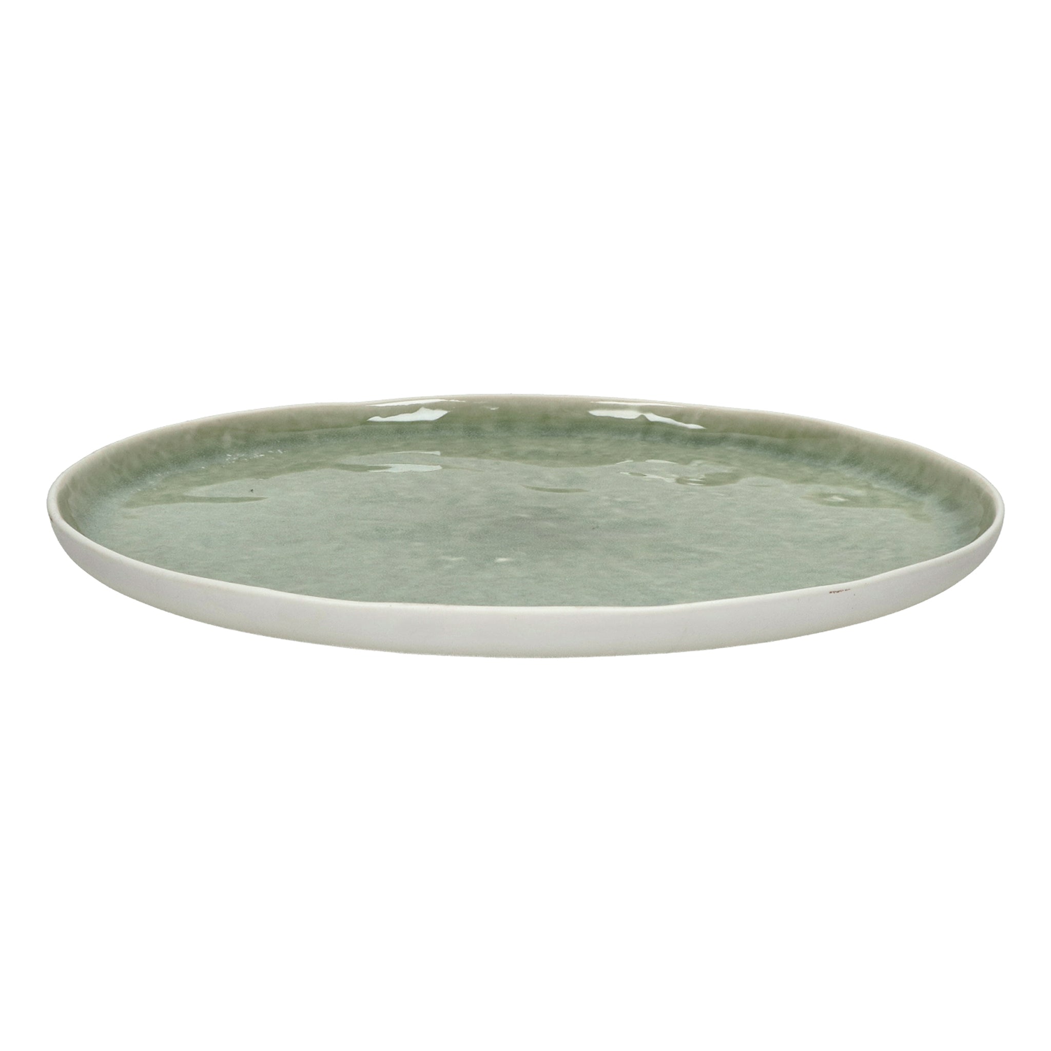 Plato llano de gres Piro | Verde mar | Ø27x1,5cm