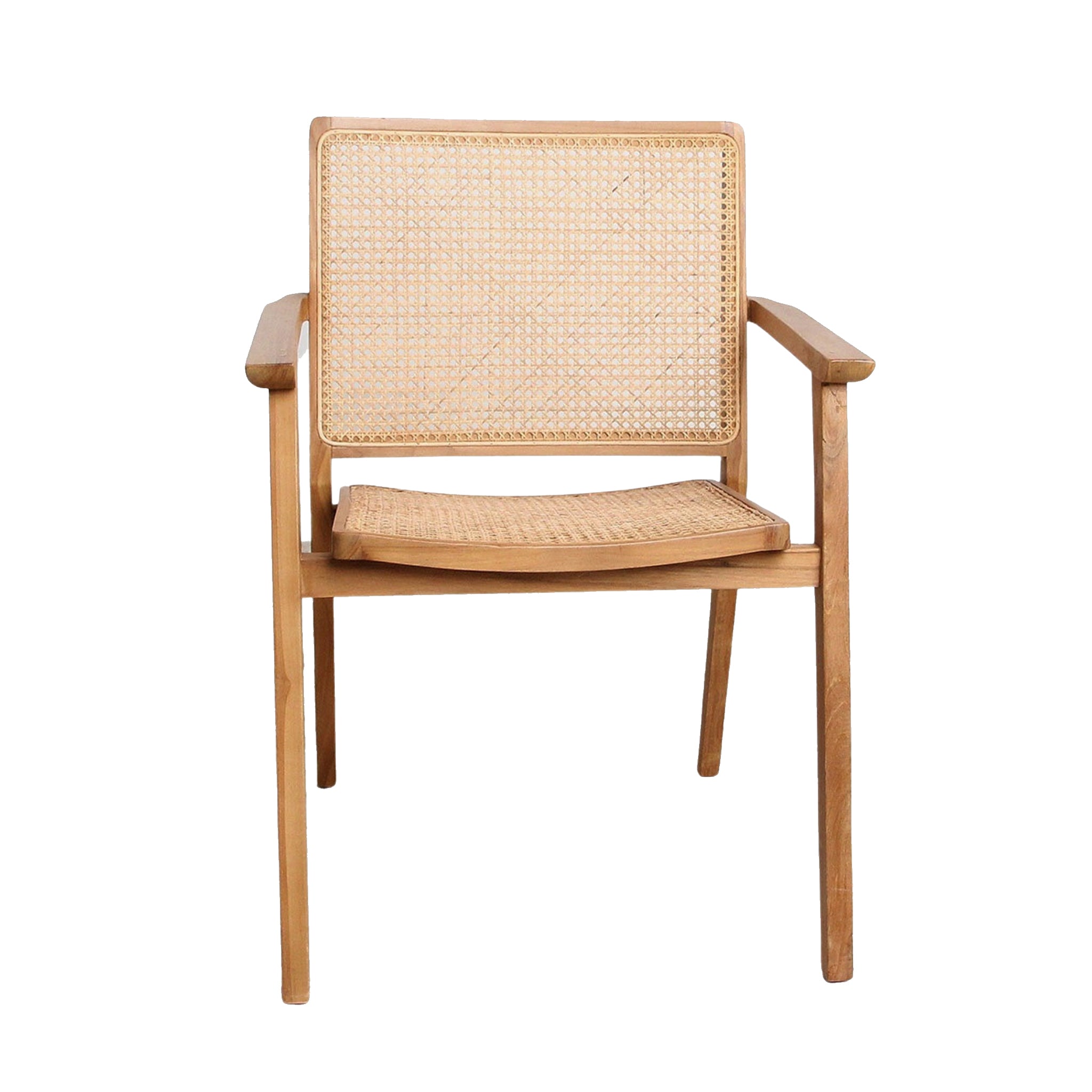 Silla de comedor Rosa | Teca y ratán | Natural