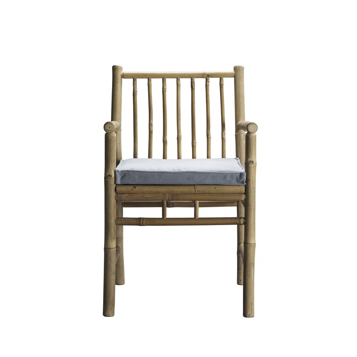SILLA DE BAMBÚ | CON REPOSABRAZOS Y COJÍN