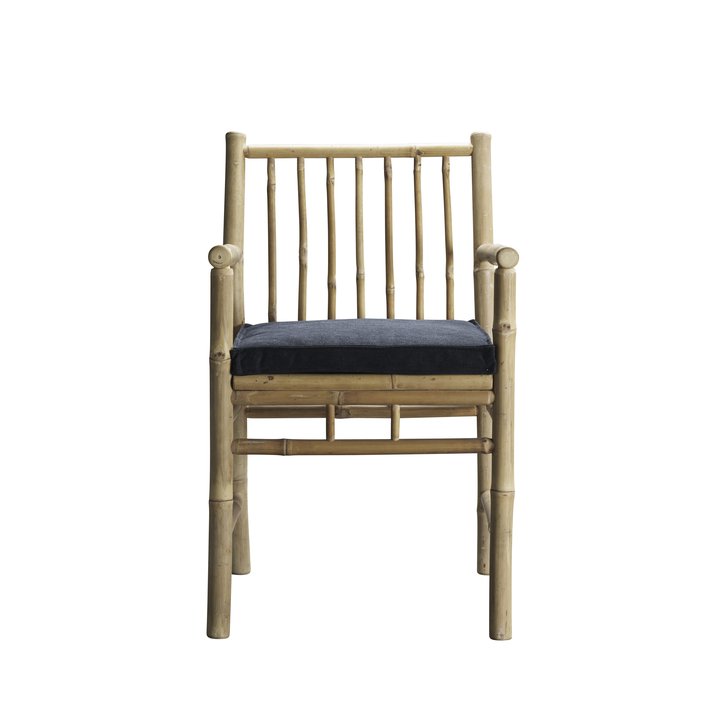 SILLA DE BAMBÚ | CON REPOSABRAZOS Y COJÍN