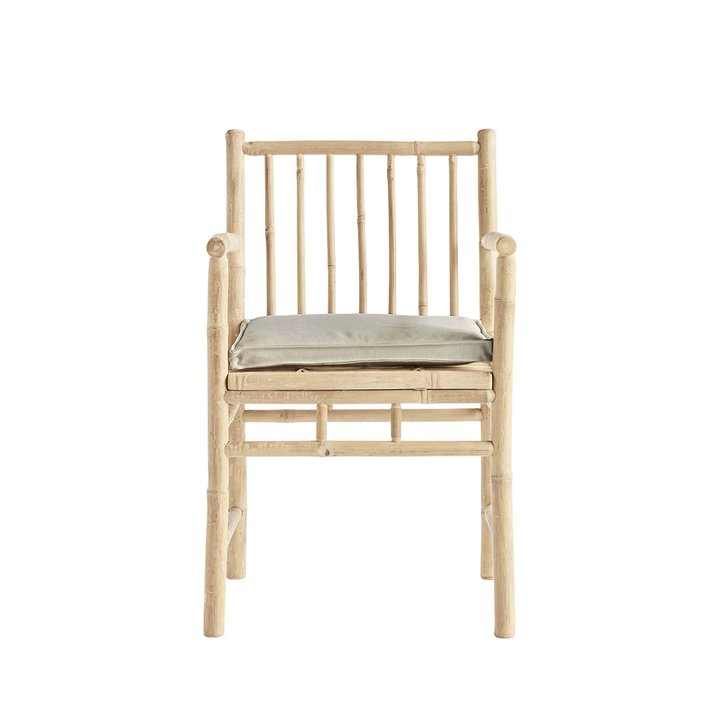SILLA DE BAMBÚ | CON REPOSABRAZOS Y COJÍN