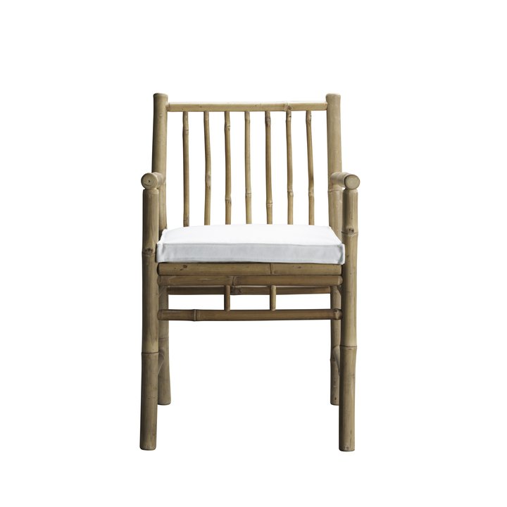 SILLA DE BAMBÚ | CON REPOSABRAZOS Y COJÍN