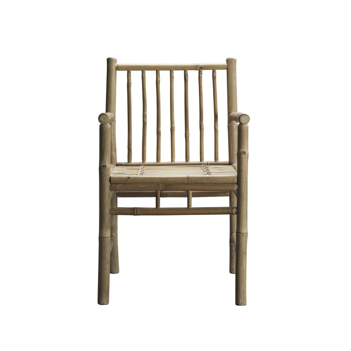 SILLA DE BAMBÚ | CON REPOSABRAZOS Y COJÍN