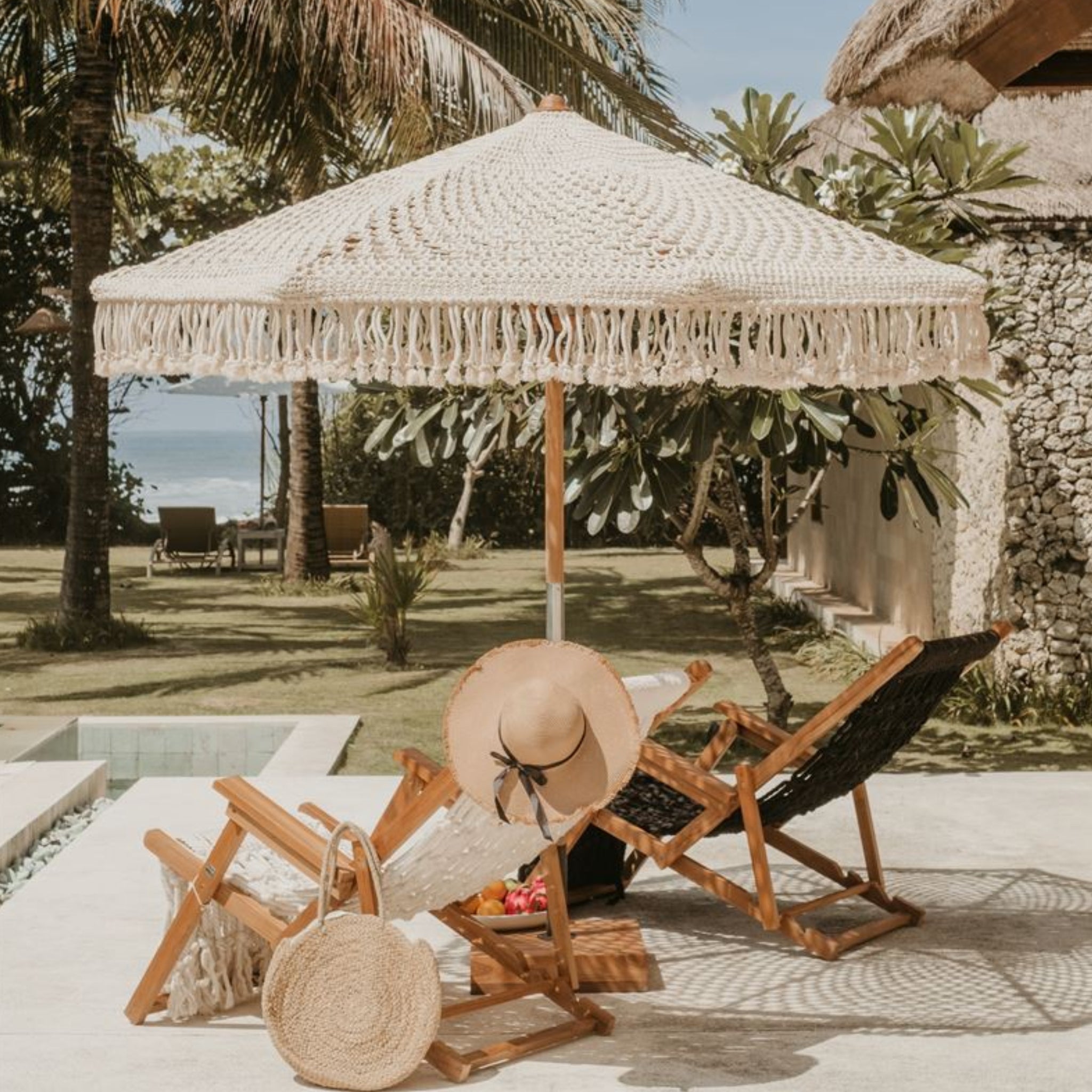 Hand-knotted Parasol Fringes | Extra fringe | Cream | 250cm