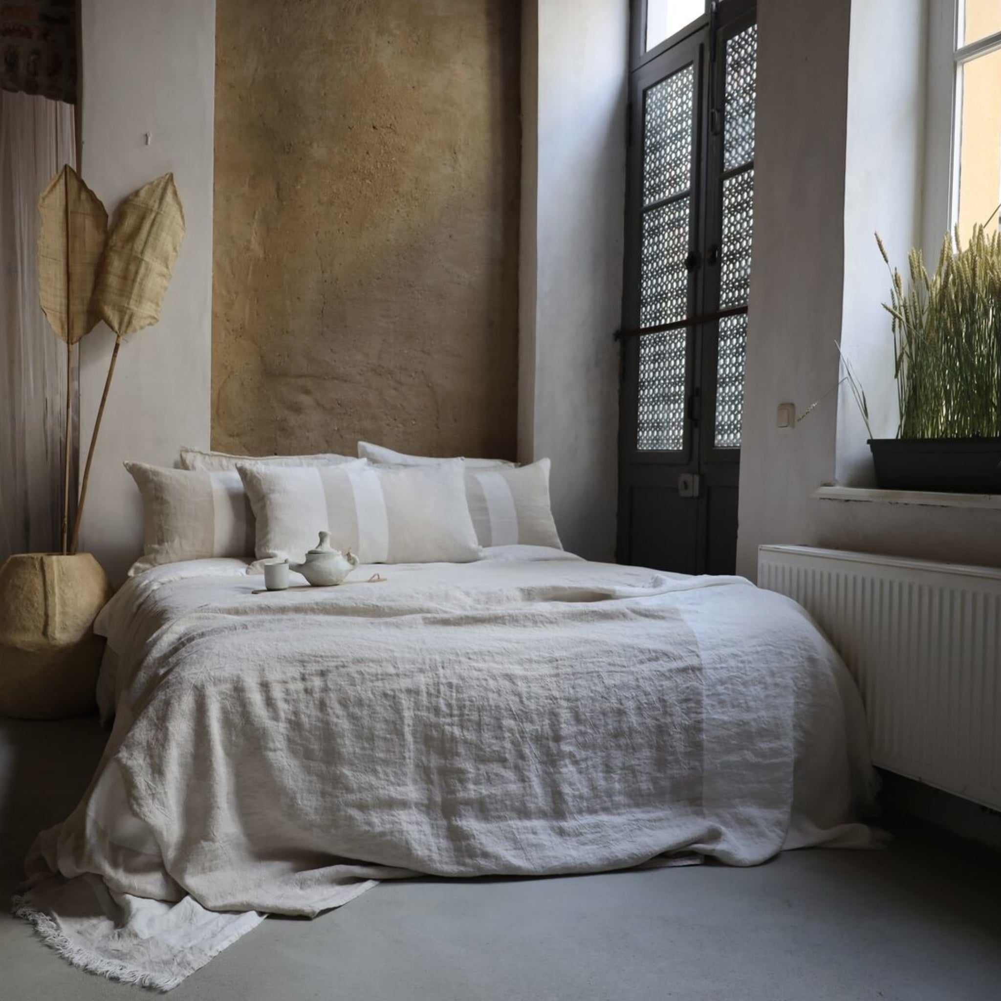 Linnen Plaid Besos | Naturel - Gebroken wit | 135x260cm