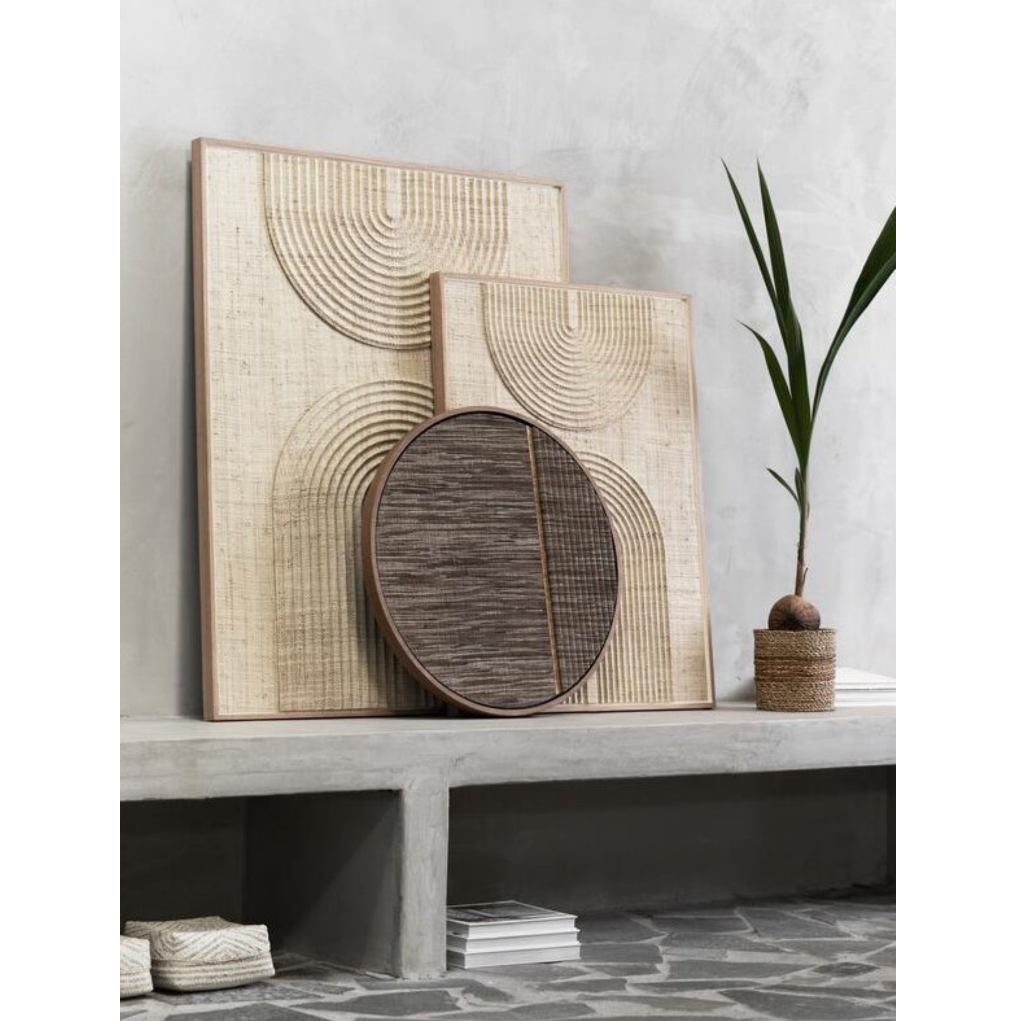 Arte mural Orba | Hoja de palma natural | 102 x 76 cm