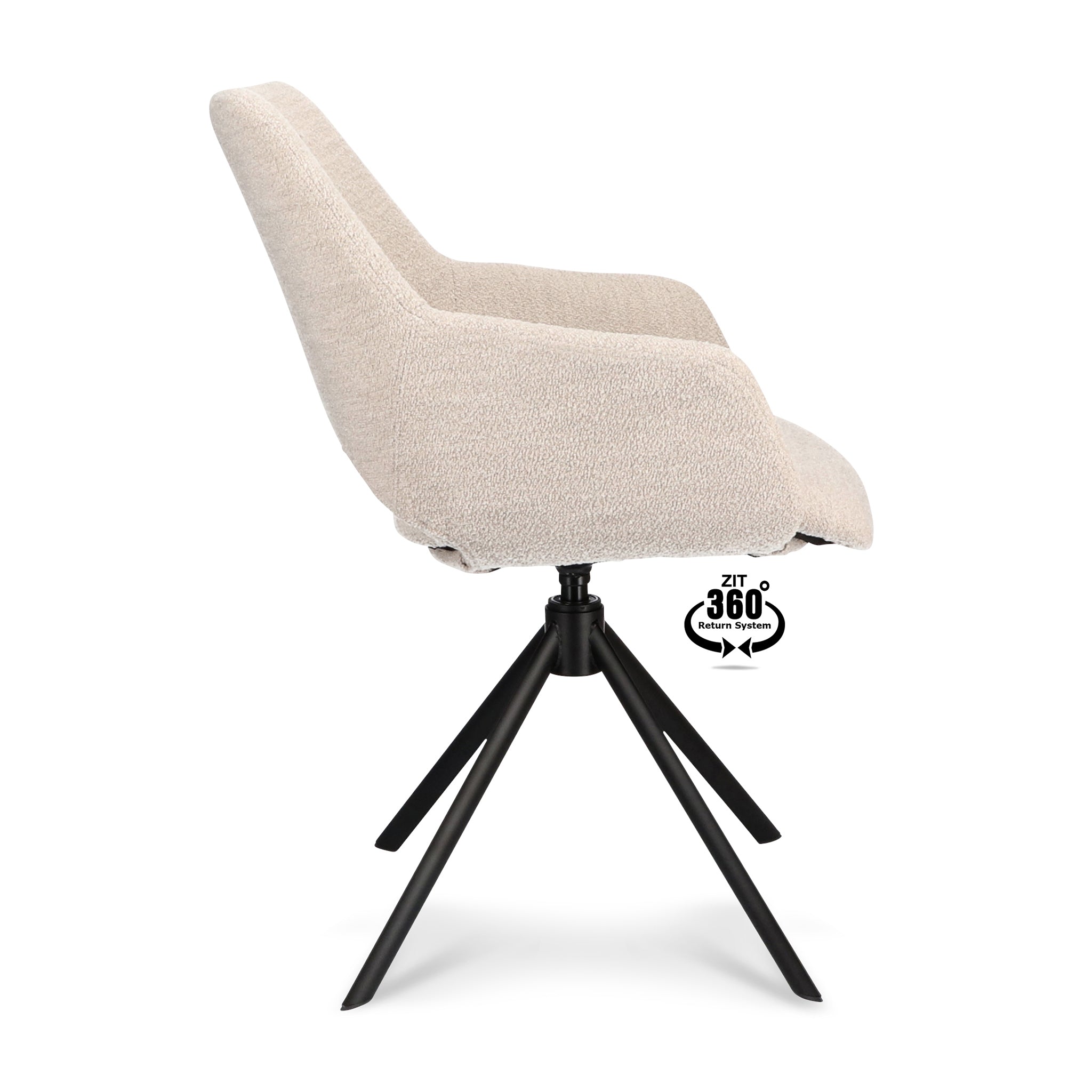 Silla de comedor Soka | Sistema de retorno de 360° negro | Color natural