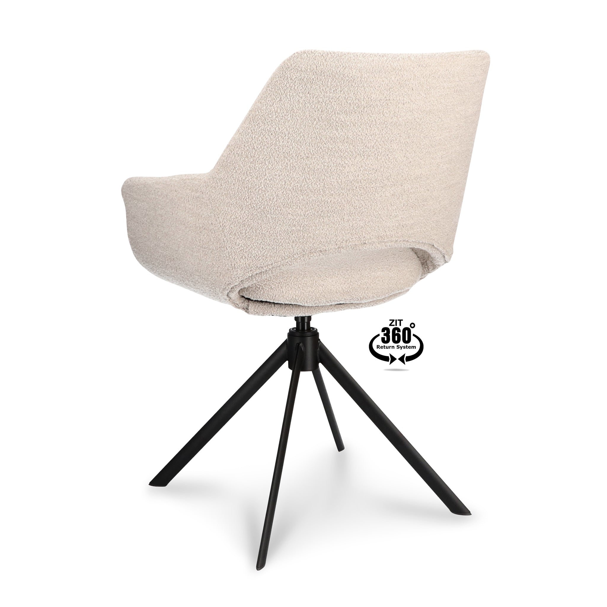 Silla de comedor Soka | Sistema de retorno de 360° negro | Color natural