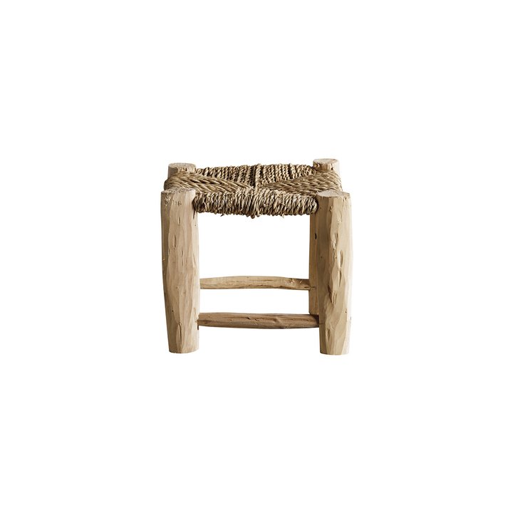 STOOL | EUCALYPTUS WOOD AND PALM LEAVES I H 20 CM