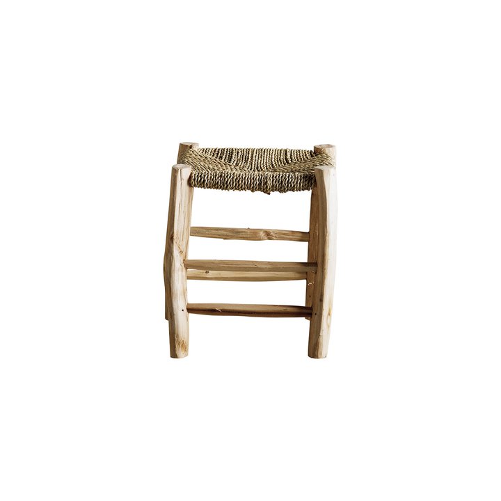 STOOL | EUCALYPTUS WOOD AND PALM LEAVES | H 30 CM