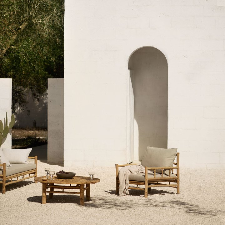 BAMBOO LOUNGE CHAIR | SAND CUSHION